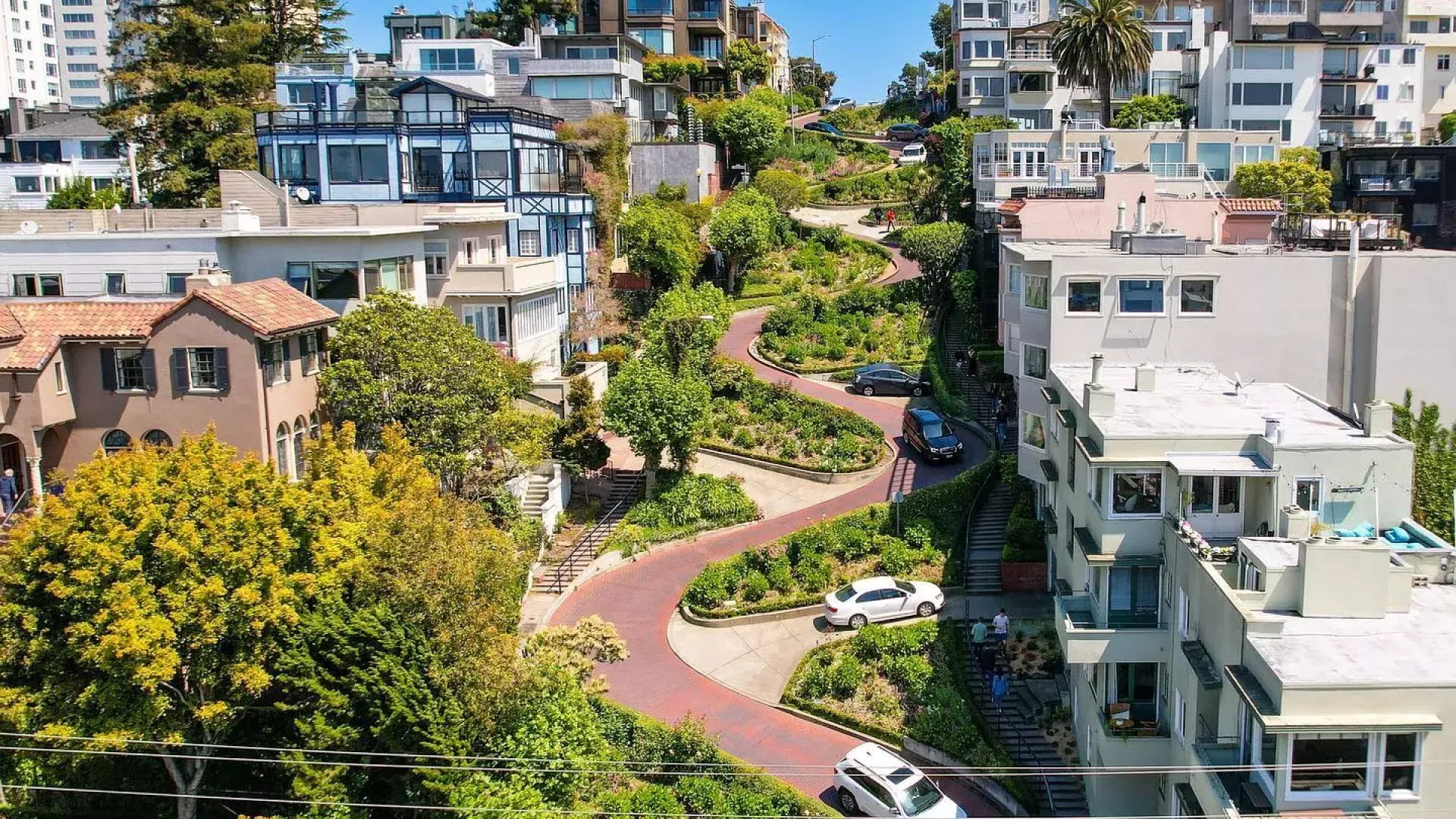 Luftaufnahme der Lombard Street